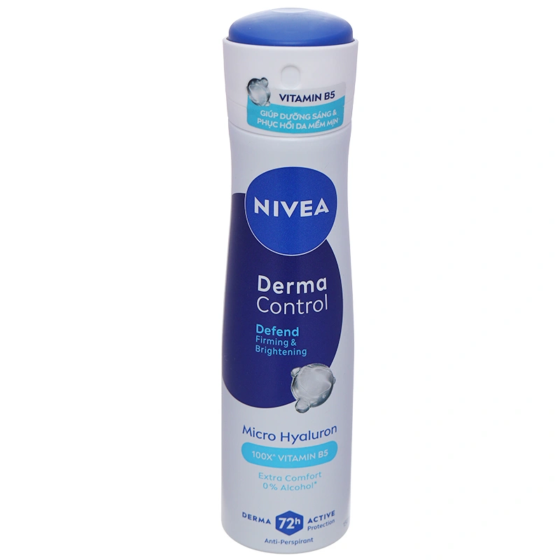 Xịt khử mùi Nivea Derma Control dưỡng sáng, ngăn mùi hôi suốt 72h chai 150ml - 